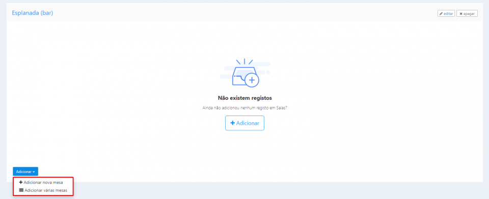 Adicionar Mesas