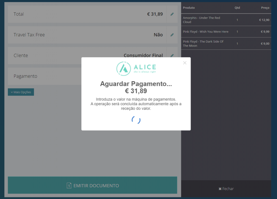 Aguarda pagamento Alice