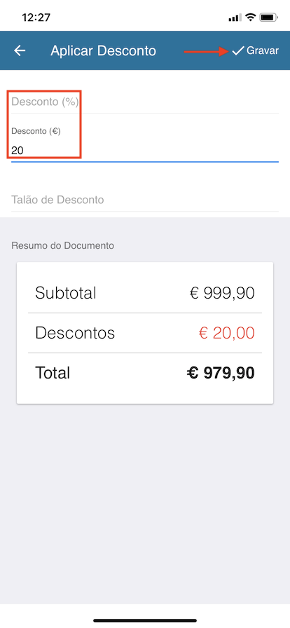 Aplicar Desconto Global - App