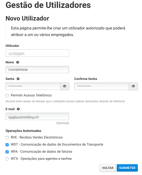 Criar Utilizador na Autoridade Tributária