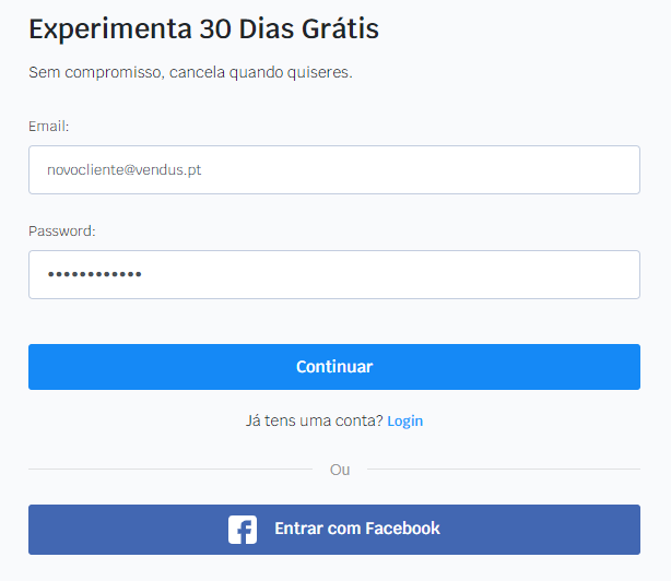 Criação de Conta - Computador