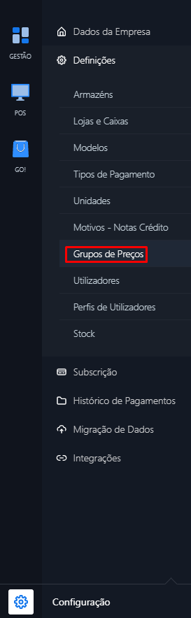Criar Grupo Preço