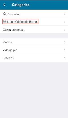 Botão "Leitor Código de Barras"